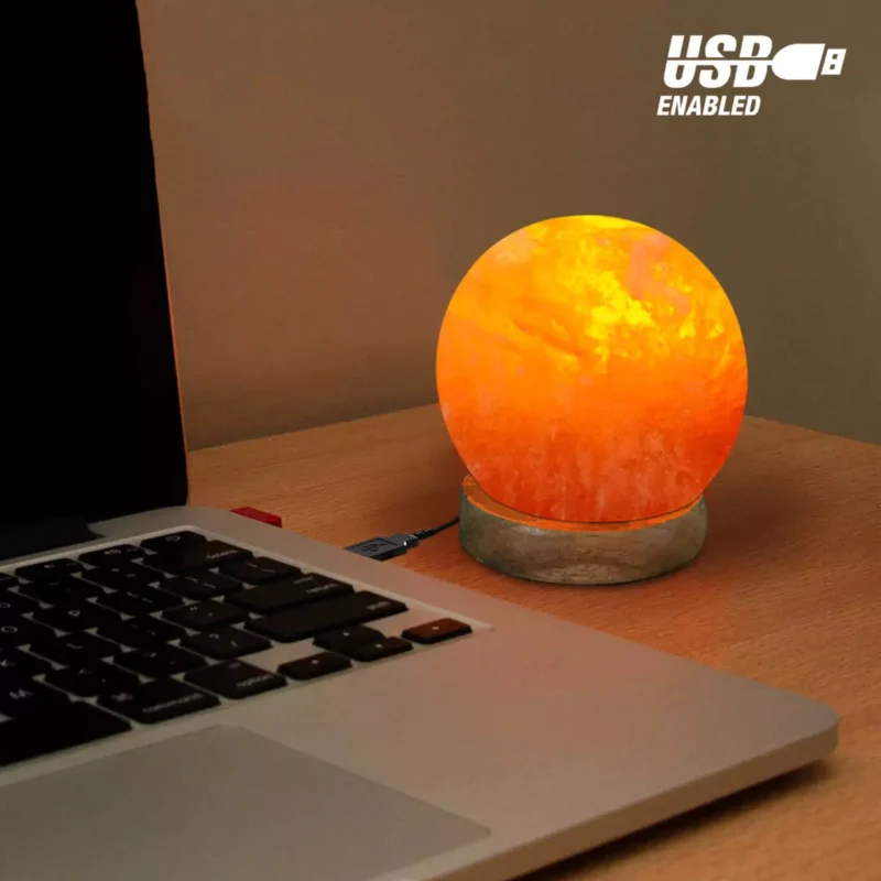 Cylinder Shape USB Salt Lamp with Multicolored LED Bulb